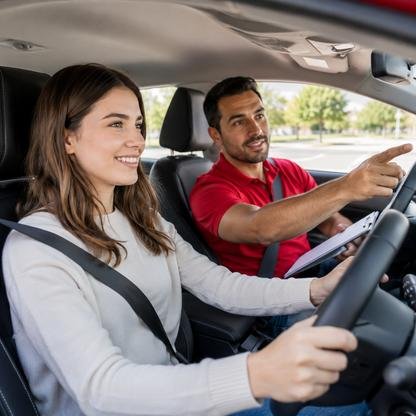 Student learning to drive